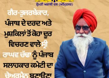 ਗੈਰ-ਤੁਜਰਬੇਕਾਰ, ਪੰਜਾਬ ਦੇ ਦਰਦ ਅਤੇ ਮੁਸ਼ਕਿਲਾਂ ਤੋਂ ਕੋਹਾ ਦੂਰ ਵਿਚਰਣ ਵਾਲੇ ਸ੍ਰੀ ਰਾਘਵ ਚੱਢਾ ਨੂੰ ਪੰਜਾਬ ਸਲਾਹਕਾਰ ਕਮੇਟੀ ਦਾ ਚੇਅਰਮੈਨ ਬਣਾਉਣਾ ਦੁੱਖਦਾਇਕ : ਟਿਵਾਣਾ