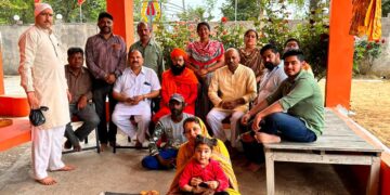 हनुमान मंदिर तिब्ड़ी रोड भुल्ले चक में रामनवमी के शुभ अवसर पर ध्वजारोहण किया गया