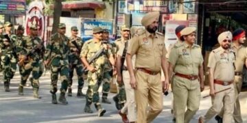 Flag march and search operation conducted regarding Lok Sabha elections-2024 * Hoshiarpur = Daljeet